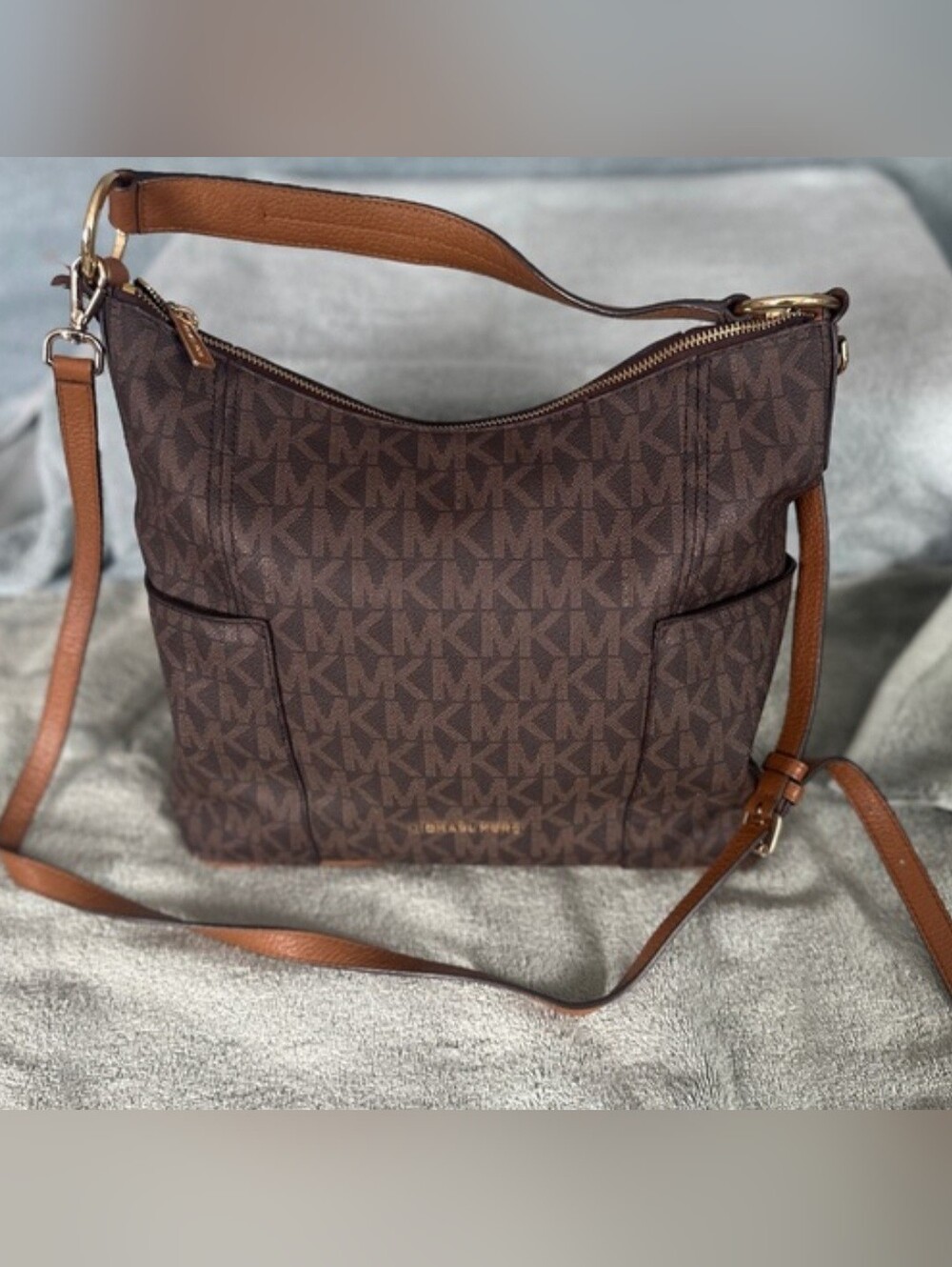 Michael Kors Brown Logo Hobo Shoulder Bag